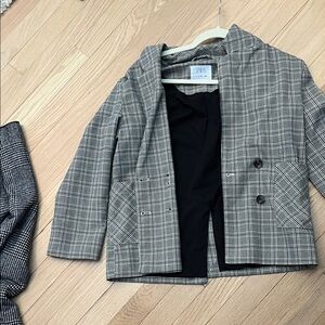 Zara Black and White Checkered Blazer